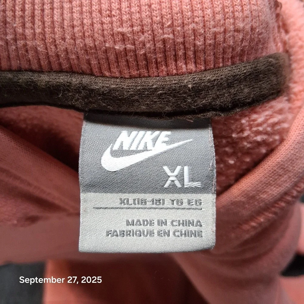 Nike Full Zip Hoodie Sweatshirt Womens Teen Size XL‎ 16-18 Pink Full Zip
